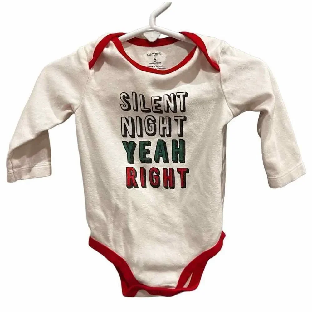Carter’s “Silent Night Yeah Right” Long Sleeve One Piece 6 Months